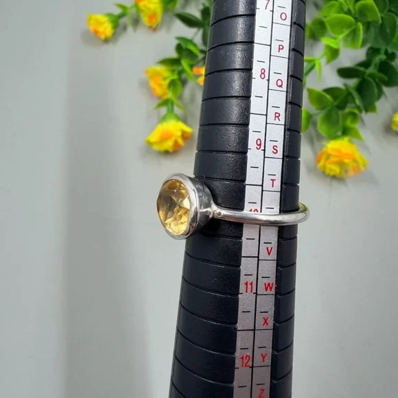 Genuine Citrine Stone 925 Sterling Silver Ring Size 10 - Picture 6 of 6